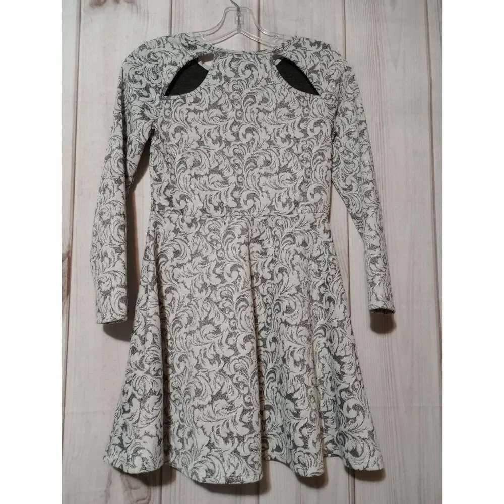 The Children's Place Dress Girls 10 13 Cream‎ Silver Sparkle Long Sleeve